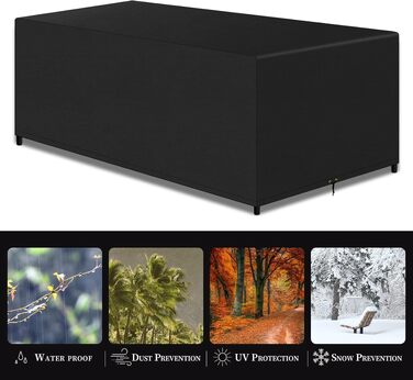 Чохол для садових меблів Rattan Würfel, 420D, водонепроникний, анти-UV, чорний 125x125x71 см (270x180x90 см)