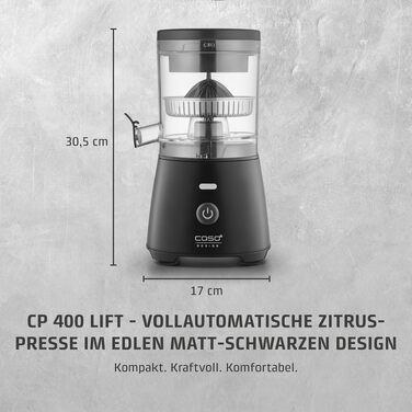 Електрична вижималка для цитрусових CASO CP 400 Lift, універсальний конус, без BPA, чорна