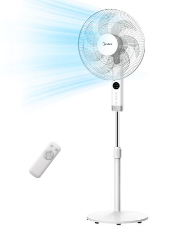 Вентилятор підлоговий Midea FS40-23MR з пультом, 3 швидкості, телескопічна висота, 90° поворот, 7 лопатей, LED-дисплей, білий