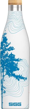 Термос-бутилка SIGG Meridian 0,5 л, герметична, з бамбуковою кришкою, нержавіюча сталь, BPA-free, без пластику, подвійні стінки, слім-дизайн, Sumatra Tree