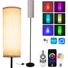LED торшер Litake для вітальні, тканинний, димерований, RGB+CCT, 800 лм, керування пультом і додатком, з музичним режимом, сумісний з Alexa та Google Home, 2500K-9000K