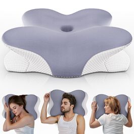Подушка ортопедична з Memory Foam для сну на боці, спині та животі, блакитна. Преміум-якість, підтримка шиї