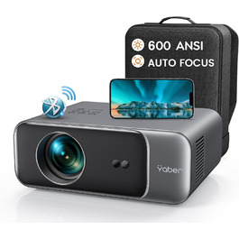 YABER LED проєктор 4K: 1080P Full HD, WiFi6, Bluetooth, автофокус, корекція трапеції. Підтримка PS5, смартфонів, ТВ приставок для домашнього кінотеатру та відпочинку на природі