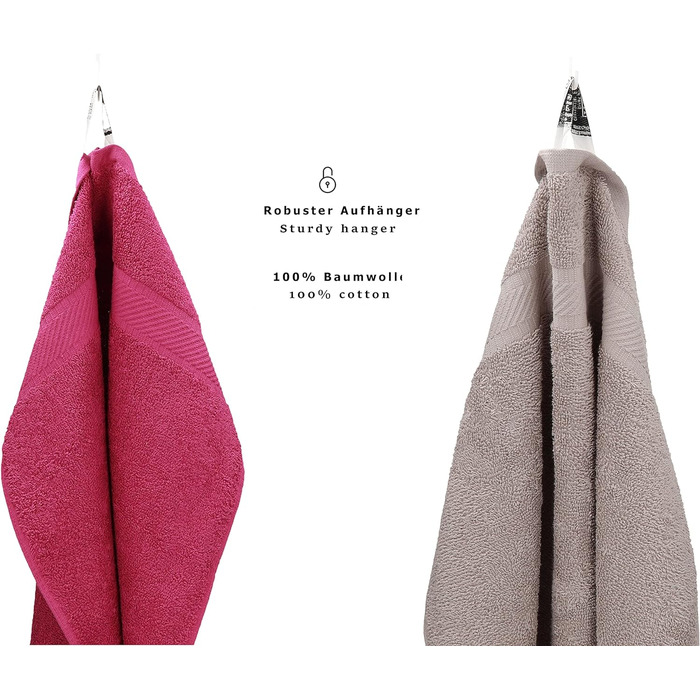 Комплект рушників Betz PALERMO 12 шт., 100% бавовна, різні розміри, кольори журавлина та камінь