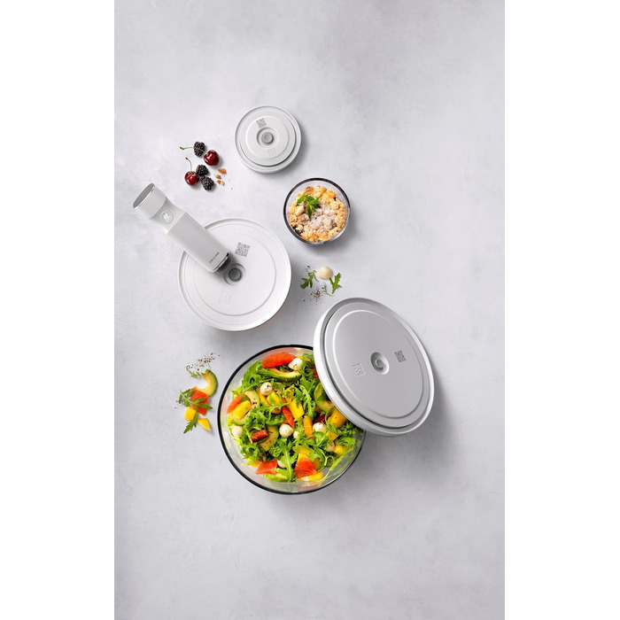Набір вакуумних контейнерів для зберігання їжі ZWILLING Fresh & Save, 6 предметів, скло, сірий (S-12 см, M-18 см, L-24 см)