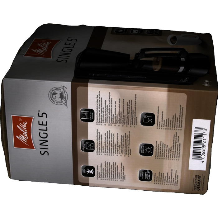 Кавоварка крапельна Melitta Single5, скляна колба, 5 чашок, чорна, з функцією захисту від крапель