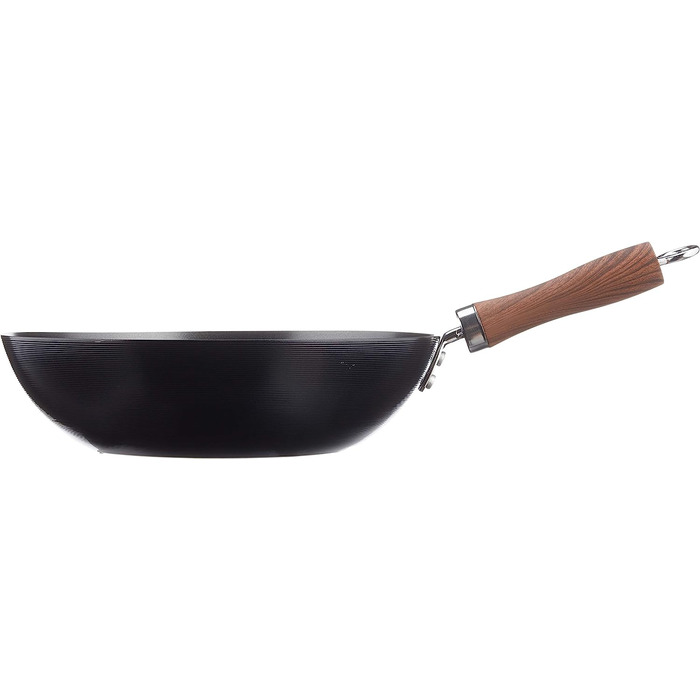 Вок WECOOK! Carbono 28 см для індукції, антипригарне титанове покриття QUANTANIUM, 3-шарове, екологічний, без ПФОА, вуглецева сталь, ручка під дерево, для всіх типів плит (індукція, газ, склокераміка)