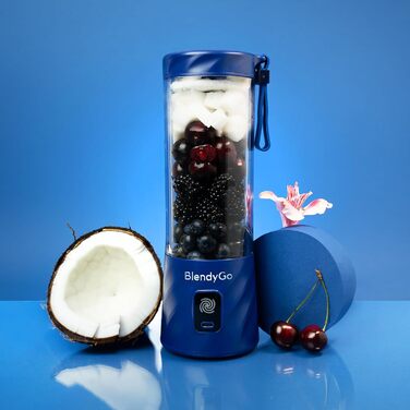 Портативний блендер BlendyGo 3 для смузі, 550 мл, USB зарядка, BPA-free, PulseMotion & BlendPro технологія, темно-синій