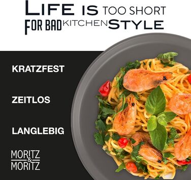 Набір кавових чашок Moritz & Moritz NORDIC, 6 шт., 300 мл, кераміка, сірий колір, з ручкою. Підходять для кави, чаю, капучино. Комплект посуду (48 предметів)