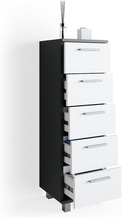 Пенал для ванної Vicco Ilias, антрацит/білий, 30x95 см