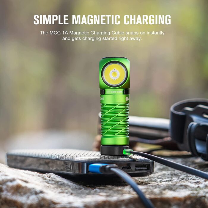 Налобний ліхтар OLIGHT Perun 2 Mini LED 1100 люмен, 150 м, USB-заряджання, водонепроникний, 5 режимів, червоне світло, для кемпінгу та екстрених ситуацій, синій, холодне біле світло