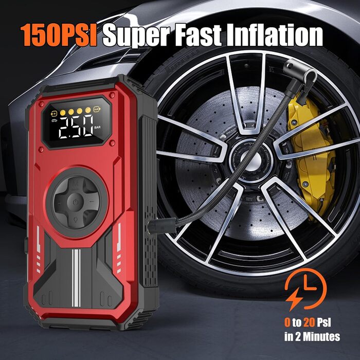 Powerbank для авто Starthilfe 6000A: пусковий пристрій, компресор, LED, LCD, 12V