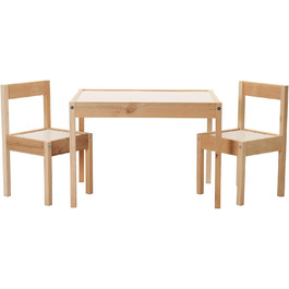 Дитячий стіл з 2 стільцями Ikea Latt, білий/сосна, компактний набір для кімнати