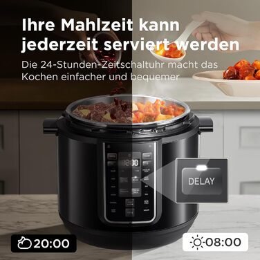 Мультиварка електрична Midea 9-в-1, 8 л, 12 програм, антипригарний, йогуртниця, рисоварка, пароварка, повільне приготування, нерж. сталь, чорна