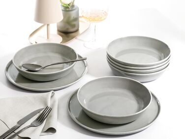 Набір посуду CreaTable Chef Collection (18 предметів) для 6 осіб: сервіз з порцеляни, 12-ти речі, сірий колір, Made in Europe