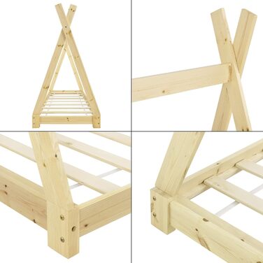 Ліжко дитяче Onejda від en.casa, Tipi-дизайн, 80x160 см, сосна, білий колір