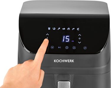 Аерофритюрниця Rachs KOCHWERK Vario-Doppelkammer 9 л з подвійною камерою, сенсорним керуванням та 8 програмами, 2700 Вт, Smart-Cook, сіра