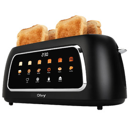 Тостер Olvy T-40T 4-складовий з LCD-дисплеєм, 1500 Вт, 6 режимів підсмажування, розморожування та підігрів, довгі слоти