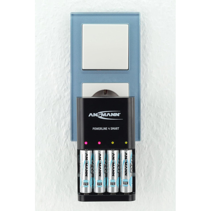 Зарядний пристрій ANSMANN Powerline 4 Smart з 4-ма акумуляторами AA 2100mAh, автоматичний зарядний пристрій з режимом відновлення (Repair-Modus)