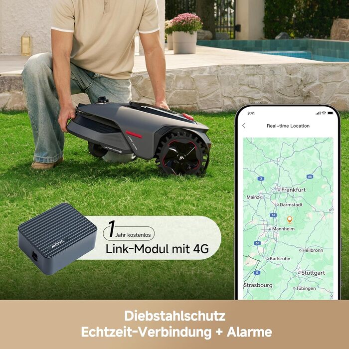 Робот-газонокосарка MOVA LiDAX Ultra 1600 без дроту, до 800 м², з LiDAR та AI, 5 см зріз, U-подібна навігація