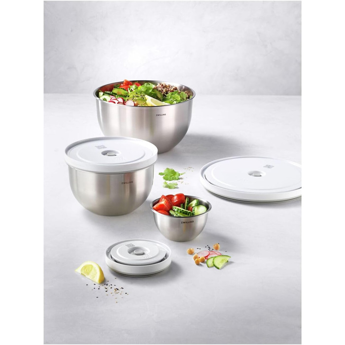 Набір ZWILLING Fresh & Save: контейнери для зберігання продуктів з вакуумним насосом, 9 шт., нержавіюча сталь, M-18 см, L-24 см