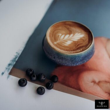 Набір чашок для капучино та лате-арт Pheniox Barista, порцелянові, 2 шт по 180 мл, темно-сині