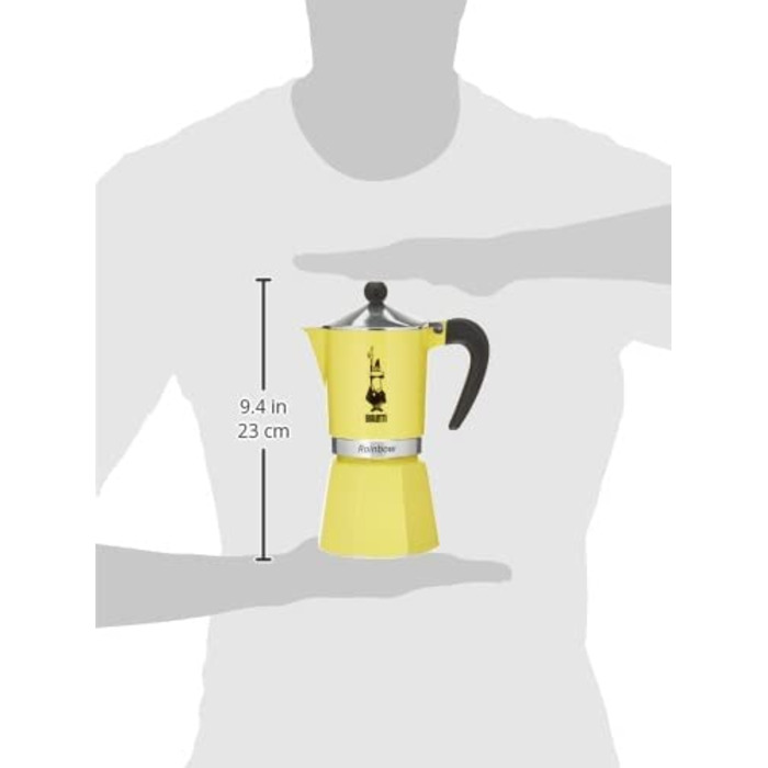 Кавоварка Bialetti Rainbow 4983, алюмінієва, жовта, на 6 чашок