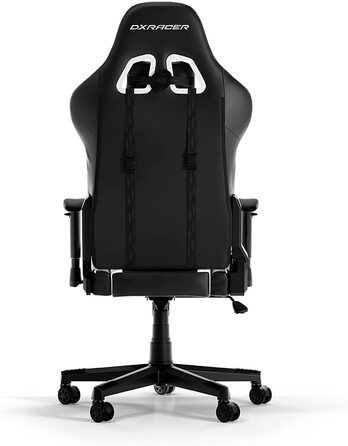 Ігрове крісло DXRacer PRINCE P132, чорний і білий, оригінал, PVC шкіра