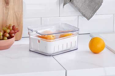 Контейнер для фруктів і ягід iDesign, прозорий, 21,6×16,5×9,5 см + контейнер для яєць на 12 шт., набір для холодильника