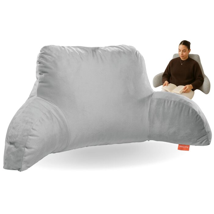 Подушка для читання з підлокітниками Sleepling, сіро-камінна, 85x40x40 см, виготовлено в ЄС