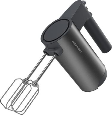 Міксер ручний Grundig Delisia Novus HM 7140, 500 Вт, 4 швидкості + турбо, нержавіюча сталь, захист від бризок, колір: чорний інокс