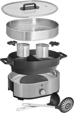 WMF Küchenminis 220 Вт: Міні-пароварка з контейнером для ланчу, компактний, Cromargan® матовий (Пароварка та Hot Pot)