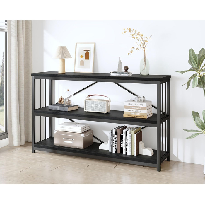 Стелаж IBF з 3 полицями, індустріальний стиль, 120x34x74 см, чорний