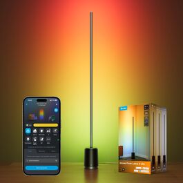 Розумна торшерна лампа Govee Stehlampe 3 Lite RGBICWW, 1400 лм, регульована яскравість, висота 152 см, чорна, для вітальні