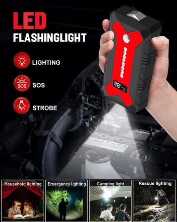 Powerbank для авто Starthilfe 4000A: Запуск двигуна 12V (до 9L бензин/8.5L дизель), LED-ліхтарик, USB зарядка 3.0