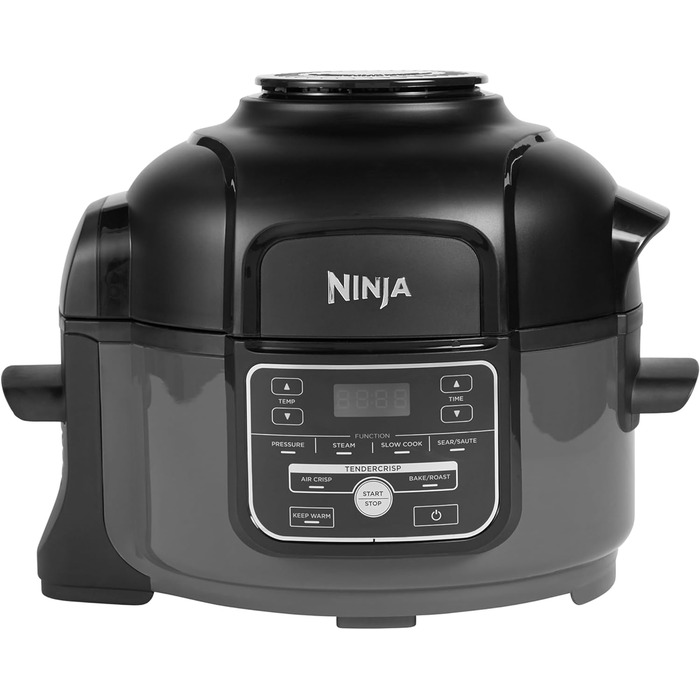 Мультиварка Ninja Foodi MINI 4,7 л 6-в-1: скороварка, аерофритюрниця, повільне готування, 1460 Вт, сіра/чорна OP100EU