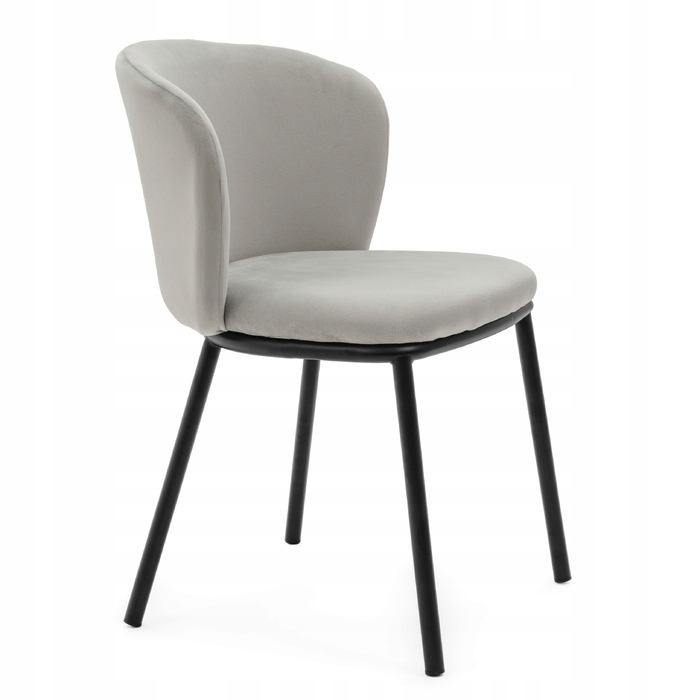 Обивлений велюровий стілець для вітальні та їдальні Glamour, світло-сірий, Bari