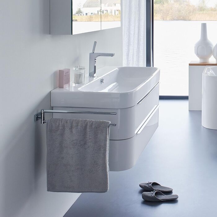 Двоплечий тримач для рушників Duravit Karree, настінний, поворотний, 45 см, хром