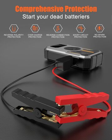 Powerbank для автомобіля Starthilfe: 6000A, 12V, компресор 150 PSI, LED, LCD, для бензинових та дизельних двигунів (до 7.5L/6L), сріблястий