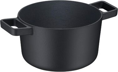 Жаровня WMF Flavour 22 см, чавунна, для індукції, емальована, чорна, з кришкою з конденсаційними виступами, сучасний дизайн