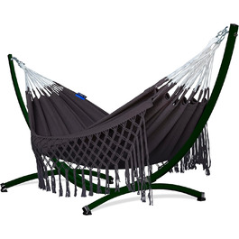Гамак Potenza Medelin Boho для двох з підставкою, 100% бавовна, подвійний, 230x160 см, витримує до 200 кг, стійка до погодних умов