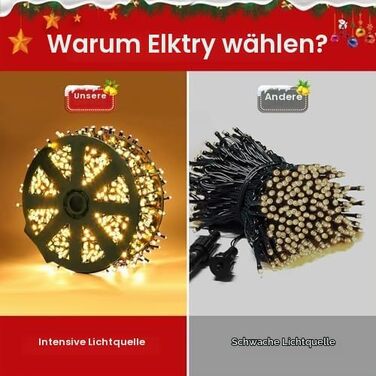 Світлодіодна гірлянда для вулиці LED (100 м, 1000 світлодіодів), теплий білий колір, 8 режимів роботи з функцією пам'яті