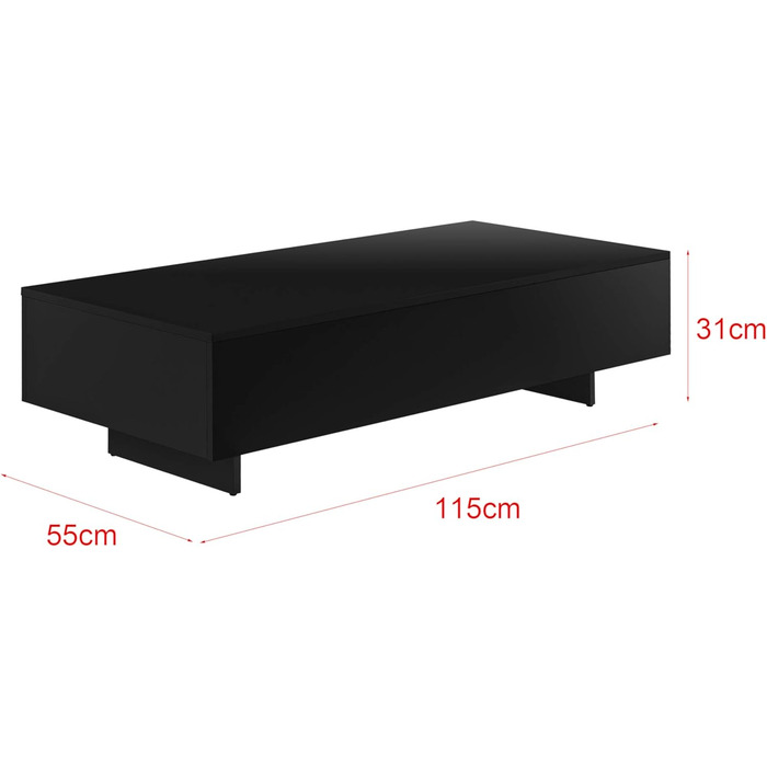 Журнальний стіл [en.casa] Lärketorp 115x55x31 см, чорний, стіл для вітальні, кавовий, приставний, для дивану