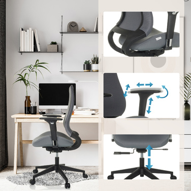 Офісне крісло / поворотне крісло HENFIELD B тканина сірий hjh OFFICE