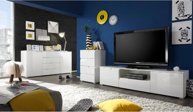 Комод Stella Trading SPICE, білий глянець, сучасний, 50x80x40 см, з великим місцем для зберігання, для вітальні