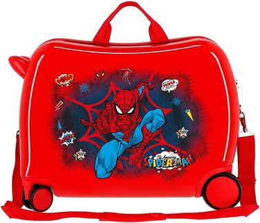 Дитяча валіза Marvel Spiderman, жорсткий ABS, 50x38x20 см, 38л, 2,1 кг, червона, з кодовим замком та 4 колесами, ручна поклажа