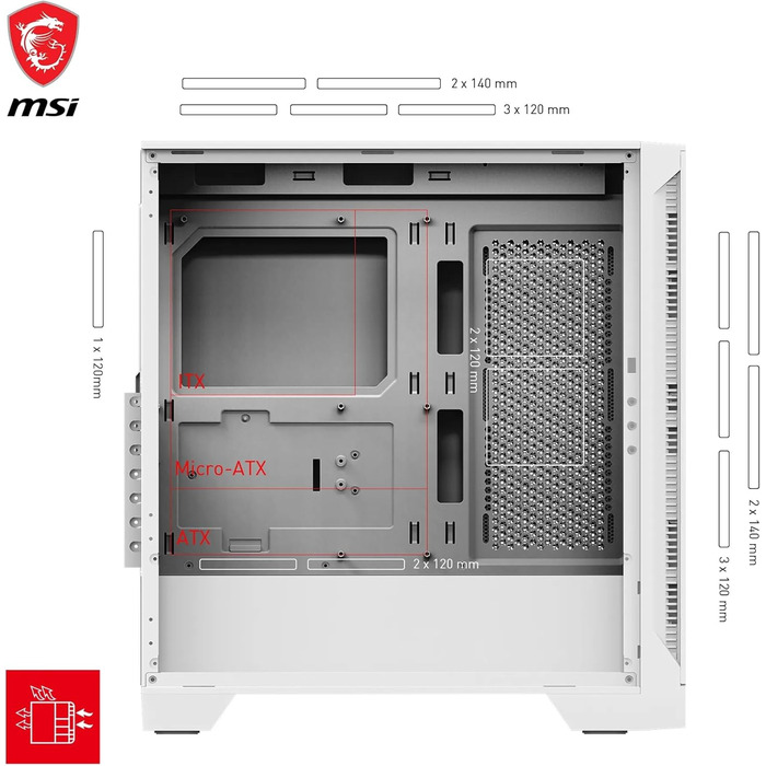 Корпус для ПК MSI MAG Forge 320R Airflow White ATX, підтримка RTX 40, ARGB підсвітка, магнітний пиловий фільтр, загартоване скло, USB 3.2