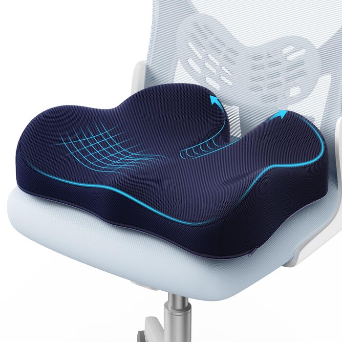 Подушка для сидіння з піни Memory Foam A-Pce: ортопедична подушка для офісного крісла, дому та авто (синя)