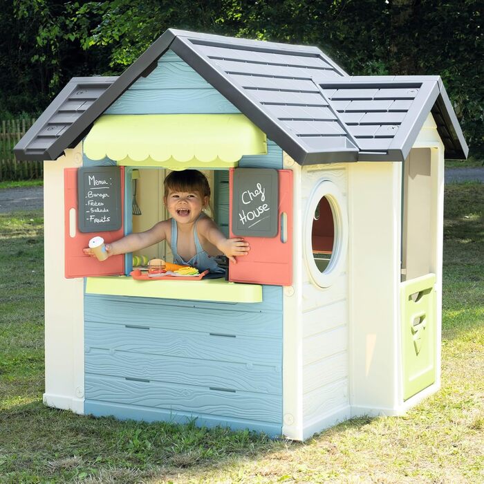 Дитячий ігровий будиночок Smoby Life Chef з кухнею та прилавком (124x132x135 см) - вуличний, з переробленого пластику, для дітей від 2 років