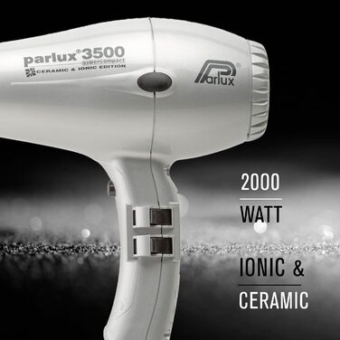 Професійний фен Parlux 3500 SuperCompact з керамікою та іонами, срібний